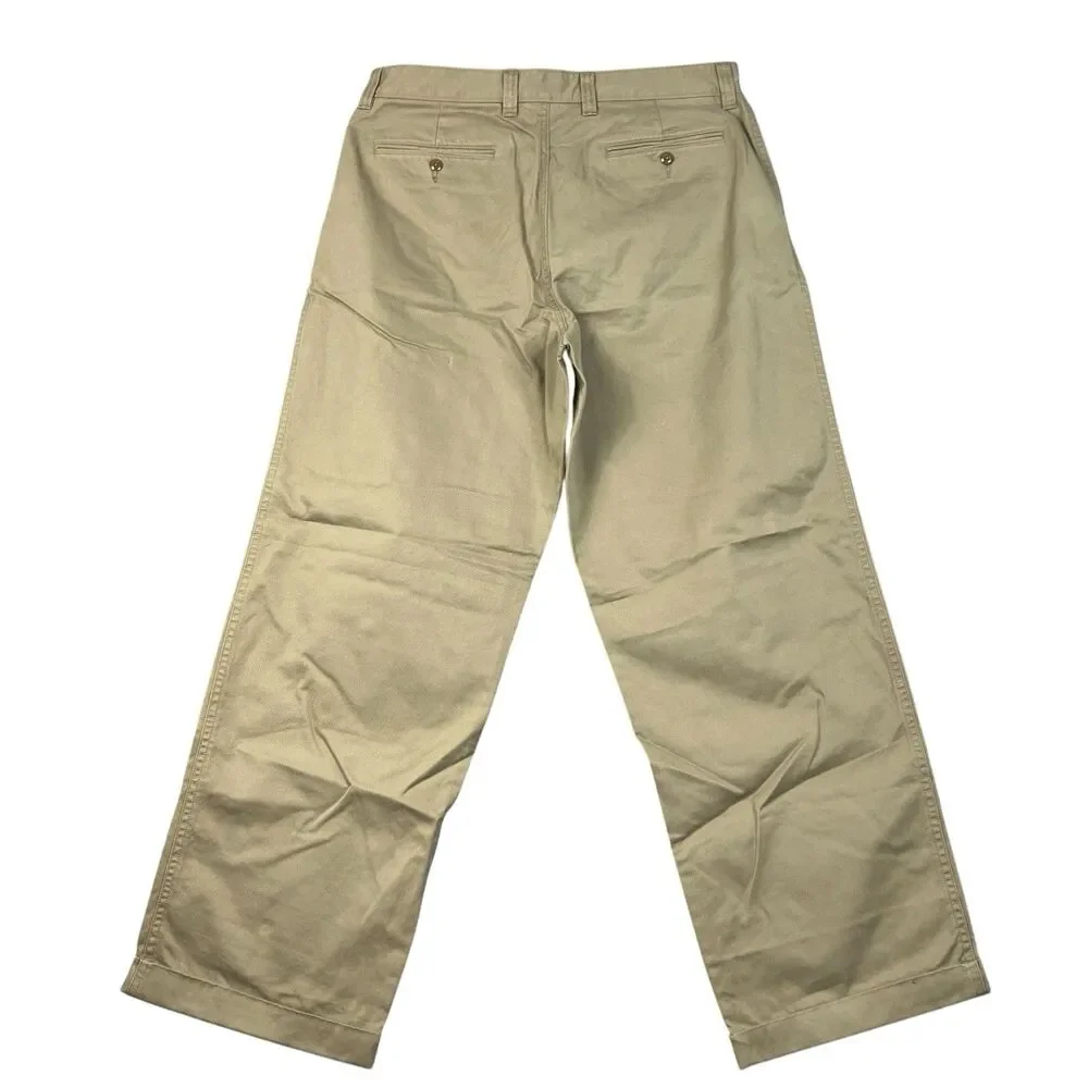 J Crew Chino Pants Men 34x32 Dusty Khaki Cotton Giant Fit Wide Leg Office BJ521